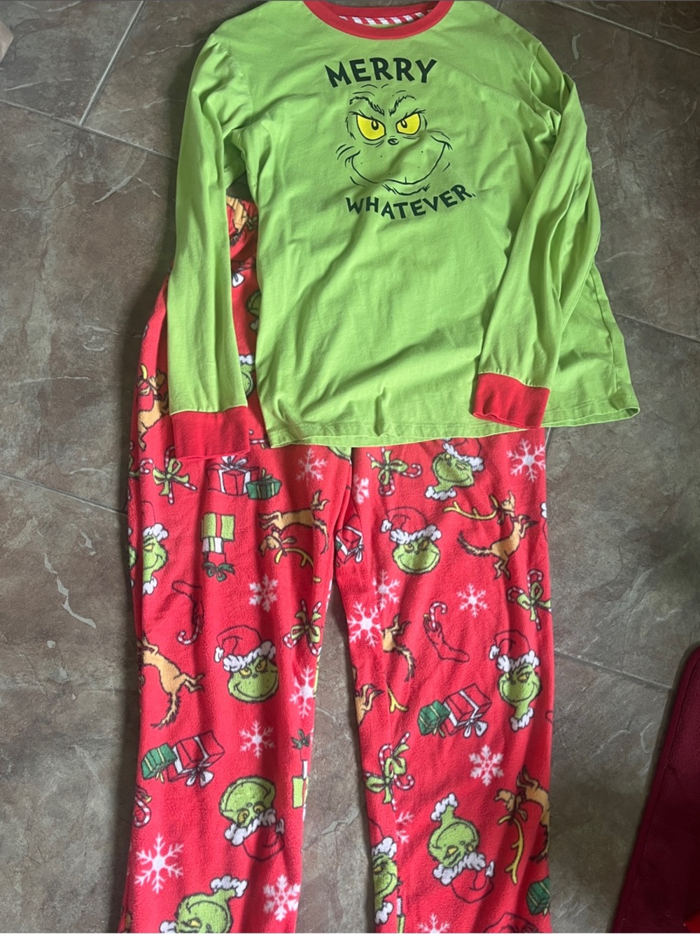 Green & Red 'Merry Whatever' Grinch Pajama Set